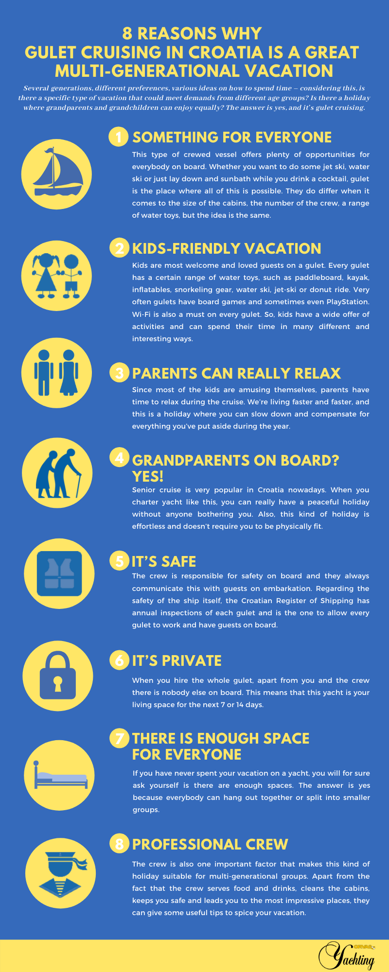 Gulet cruising in Croatia – 8 reasons why it is a great multi-generational vacation - infographic
