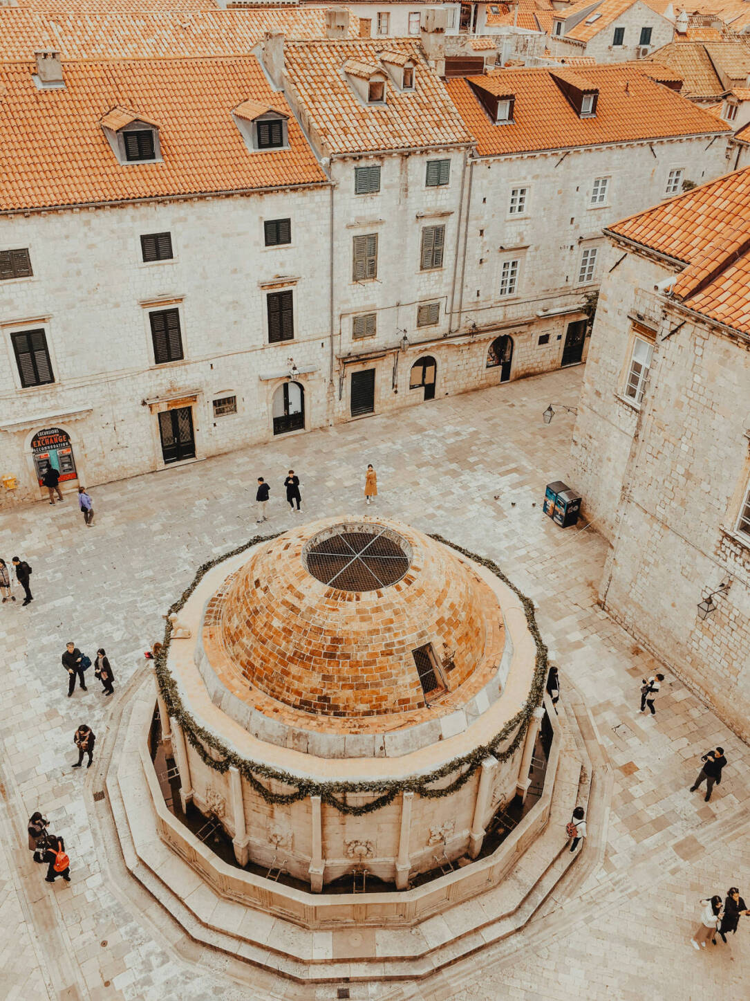 A view of a square in Dubrovnik from city walls