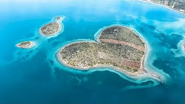 Heart shaped Island Galesnjak in Croatia