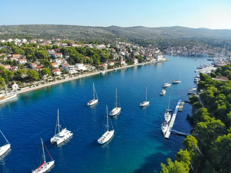 Sailboats in the bay on the Adriatic sea - Croatia
