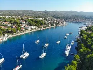 Sailboats cruising in Croatia