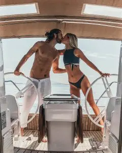 Young couple on a sailing vacation in Croatia